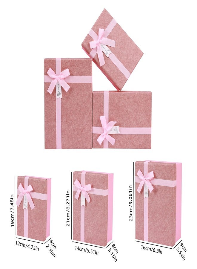 HOME ELEMENTS 3 Pcs Set of Luxury Gift Box Set with Ribbon for Packaging Multipurpose Gift Hampers Foldable Decorative Gift Packing Boxes for Presents Diwali Wedding Christmas Birthdays Special Occasions (Pink) - Image 4